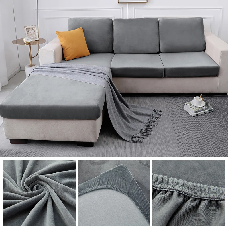 Velvet Fabric Sofa Seat Cover For Living Room Elastic Sofa Cushion Cover Soft Couch Slipcover Furniture Protector For Home 5