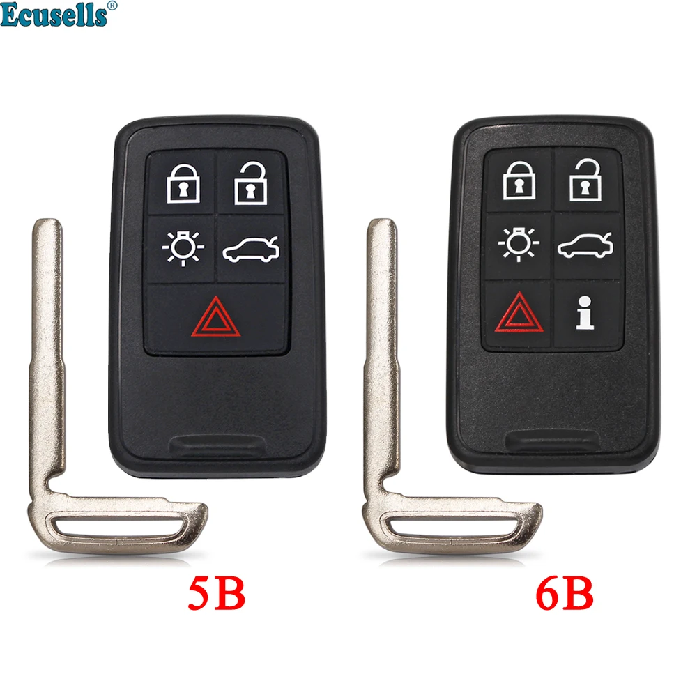 

Ecusells Replacement 5/6 Buttons Remote Key Housing Case Shell Fob FOR VOLVO XC70 V40 V70 XC60 S80 S60 with Small Key
