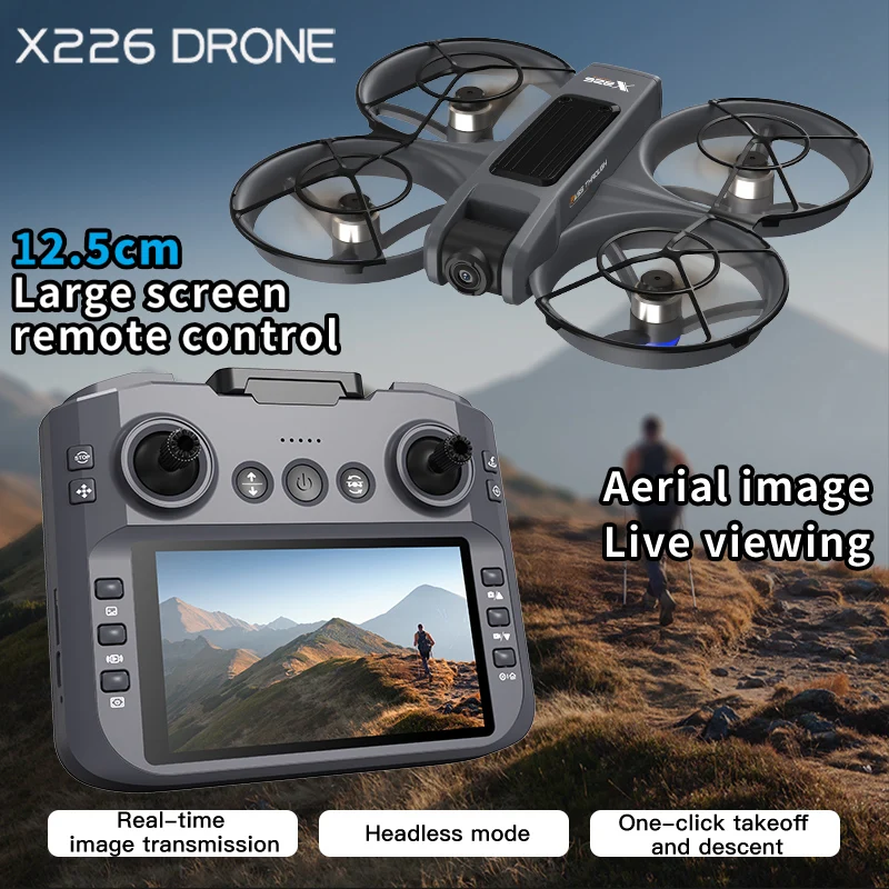 Télécommande du Drone X226 avec caméra HD, affichant les commandes de vol et la transmission vidéo.