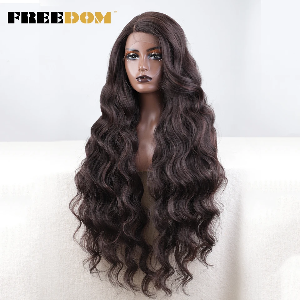 Lace Wigs Synthetic Wigs Womens Synthetic Wigs For Black Women Super Long Body Wavy Side Part Lace Wig Brown Ombre Blue Cosplay Wigs Heat Resistant