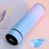 500ML Gradient Water Bottle Smart Insulation Cup Stainless Steel Thermal Cup Thermos for Travel Drinkware Car Cup Coffee Mug 2