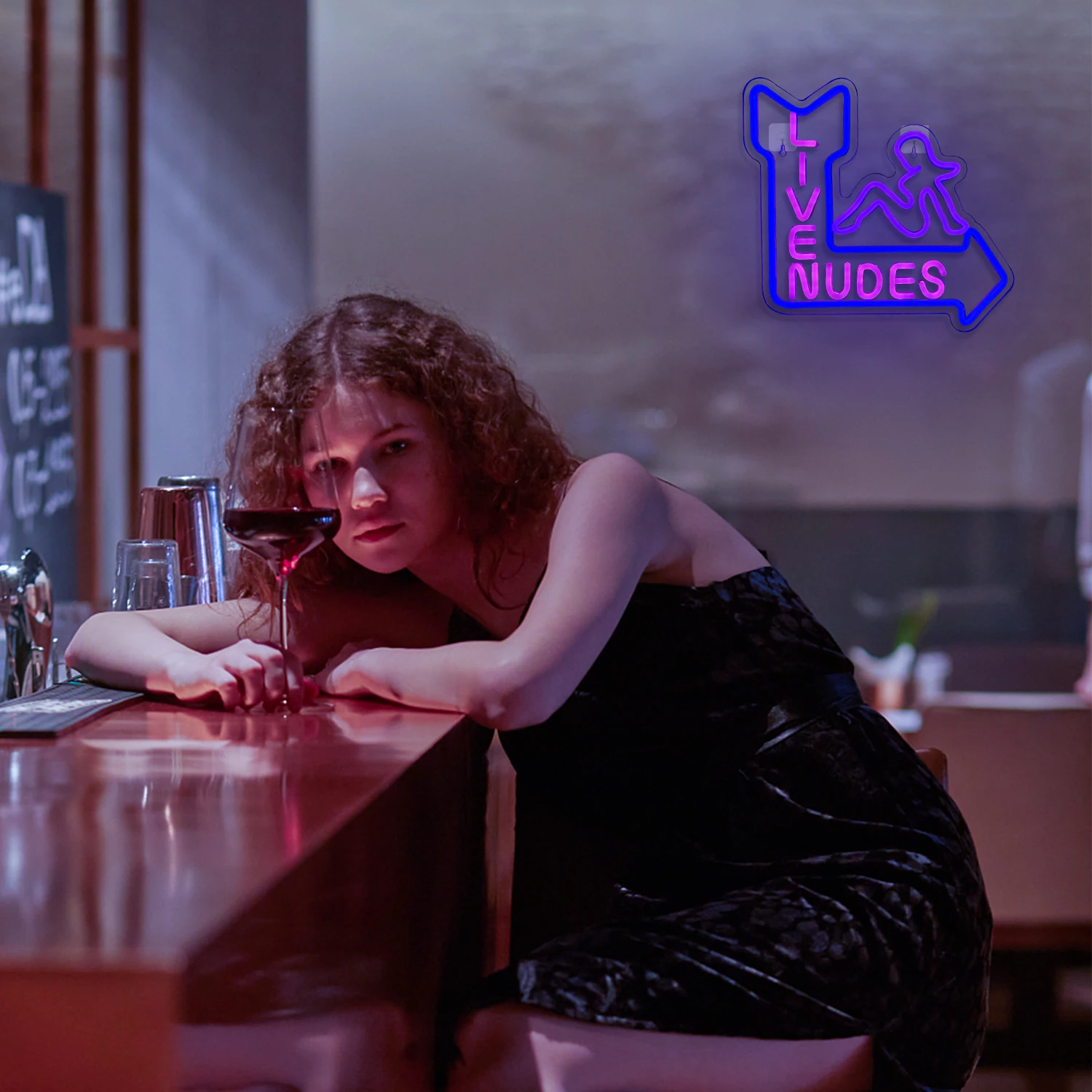 라이브 누드 소녀 네온 사인 LED 방 벽 장식, USB 전원 아크릴 스위치, 침실 댄스 클럽 바 스트립 클럽  장식-Freehip.co.kr