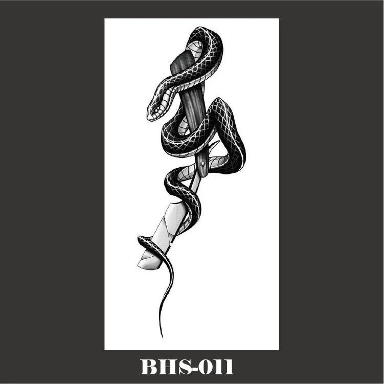 10 Temporäre Schlangen-Tattoos – Horror-Blumen-Schädel-Design, Wasserfester Transferdruck Für Skin Art