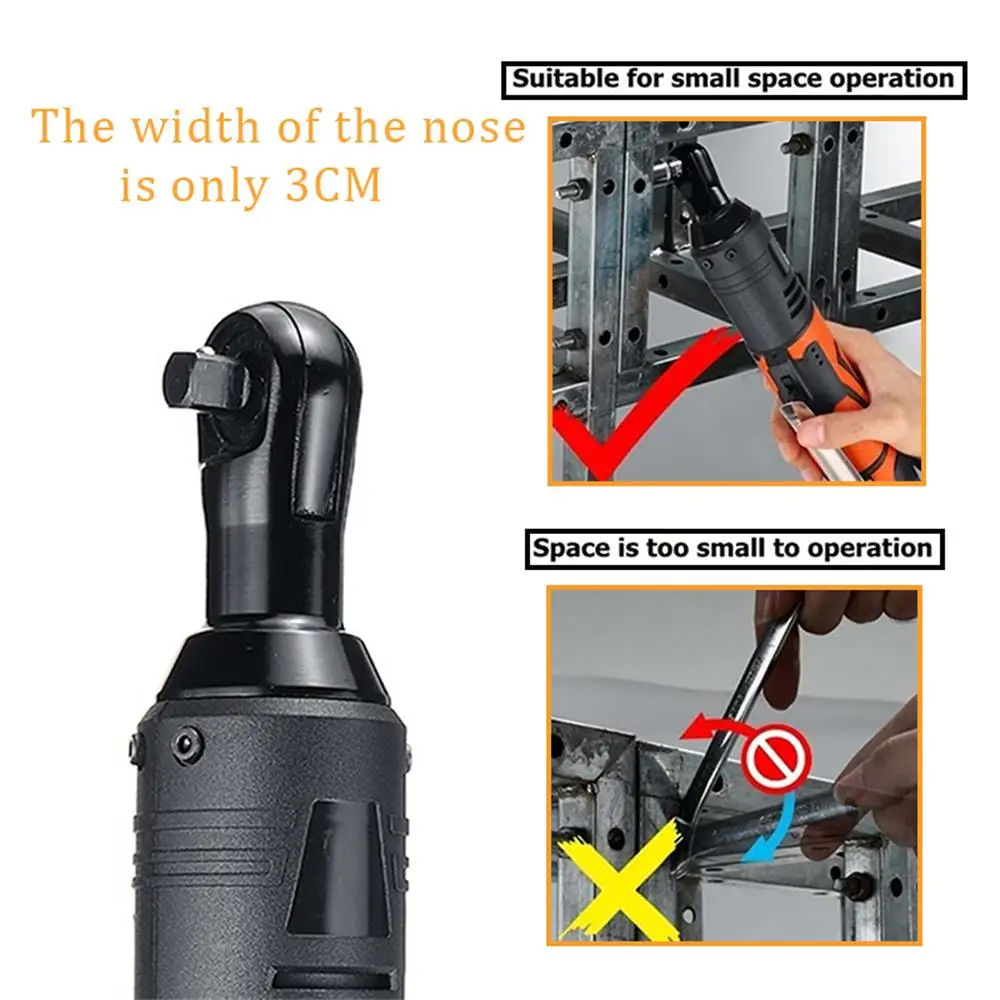 12V/18V Impact Wrench Cordless Rechargeable Electric Wrench 3/8 Inch Right Angle Ratchet Wrenches Impact Driver Power Tool 2