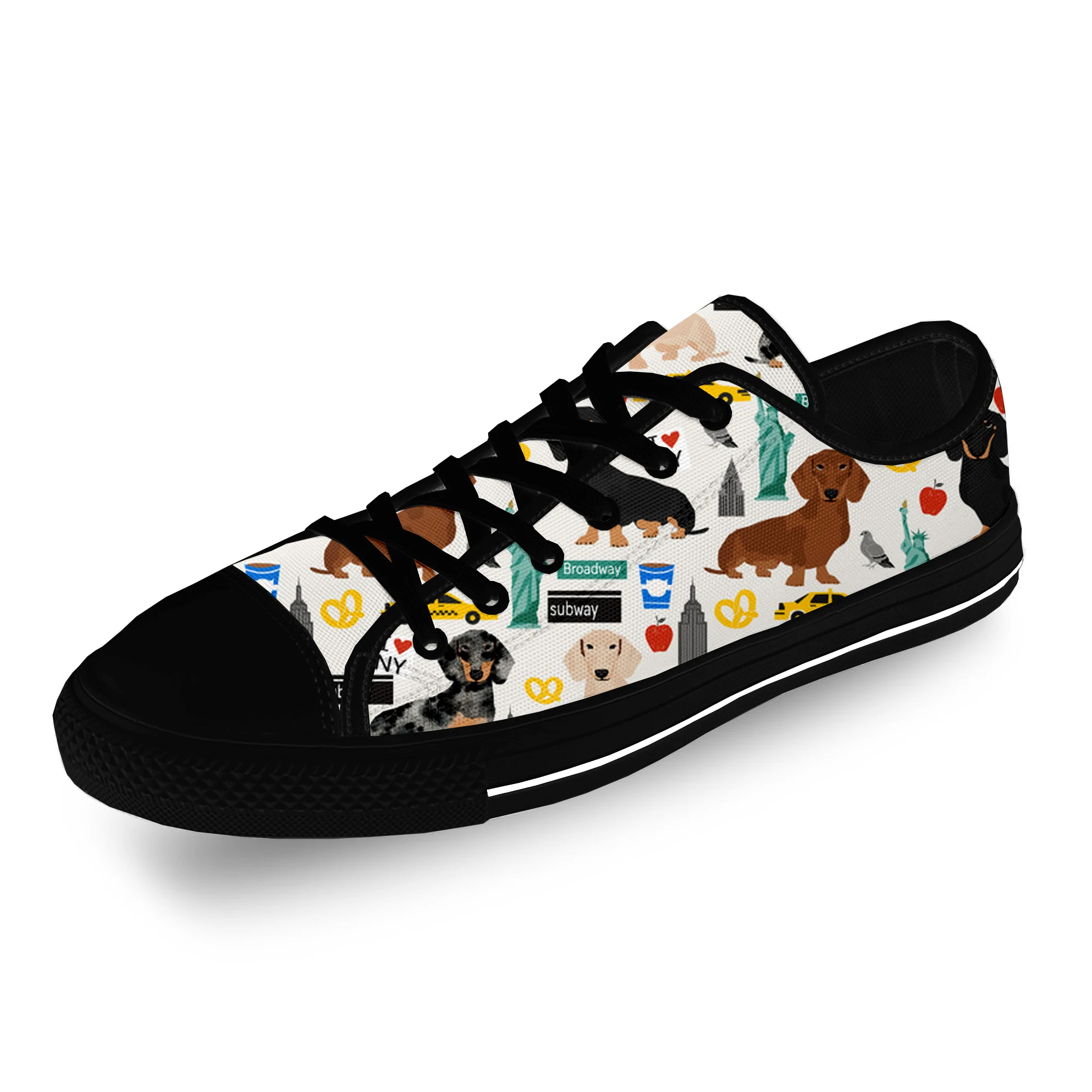 Dachshund Pug Teckel Cartoon Dog Casual Cloth Fashion 3D Print Low Top Canvas Shoes Men Women Lightweight Breathable Sneakers sandals women summer french bulldog dachshund pug teckel pring indoor bedroom home shoes ladies