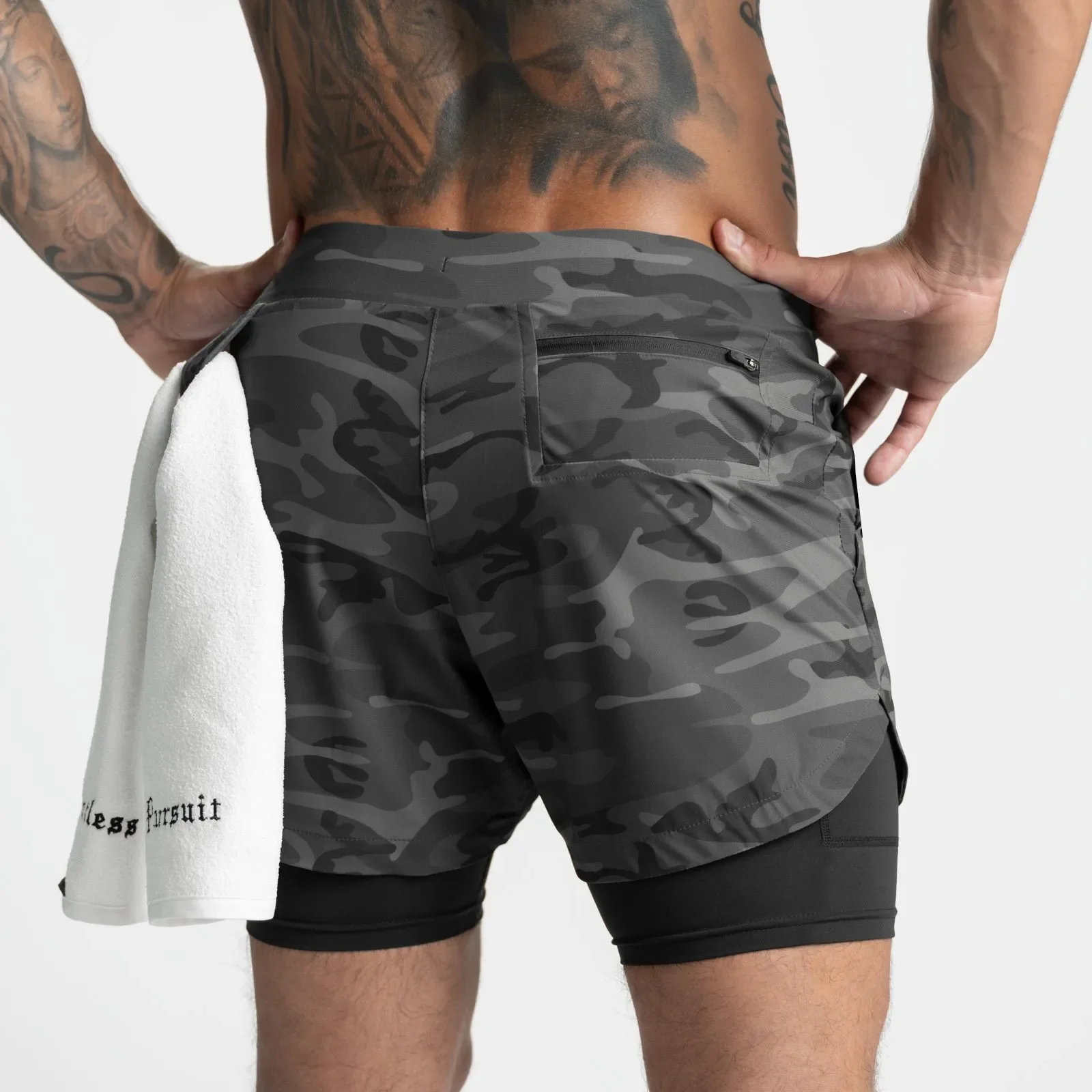 Summer New Men's Fitness Sports Shorts Double Layer Casual Exercise Five-Quarter Pants Home Direct Supply Skateboard Long Pants
