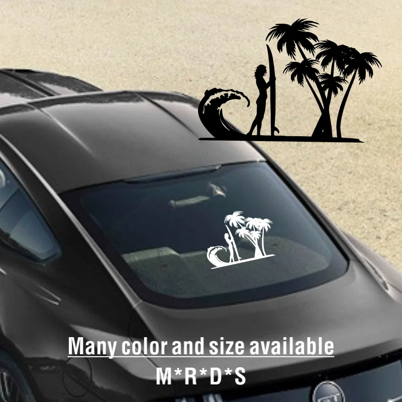 

Surf Girl Ocean Waves Die Cut Vinyl Decal Car Accessories Motorcycle Helmet Car Styling 18*12.2cm