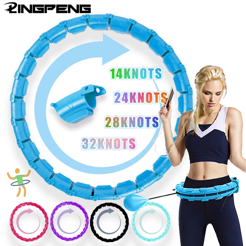 1pc Weighted Fitness Exercise Hoop Adjustable 32-Section Detachable Design Massage Points Quiet Material for Women and Beginner