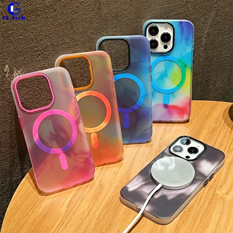 

Ink Painting Style Soft Silicone Frame Shockproof Phone Case for iPhone 14 Plus 13 Pro Max Magsafe Magnetic Wireless Charging
