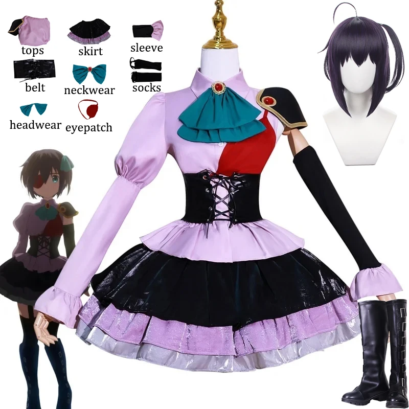 Anime Love Chunibyo Other Delusions Takanashi Rikka Cosplay Costume Wig Shoes Women Girl Cute Party Dress Uniform Suit Outfit