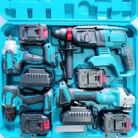 YyhcTool Box[Four-piece Set] Makita Rechargeable Lithium Battery Electric Hammer Angle Grinder Cutting Machine Electric Drill El 2