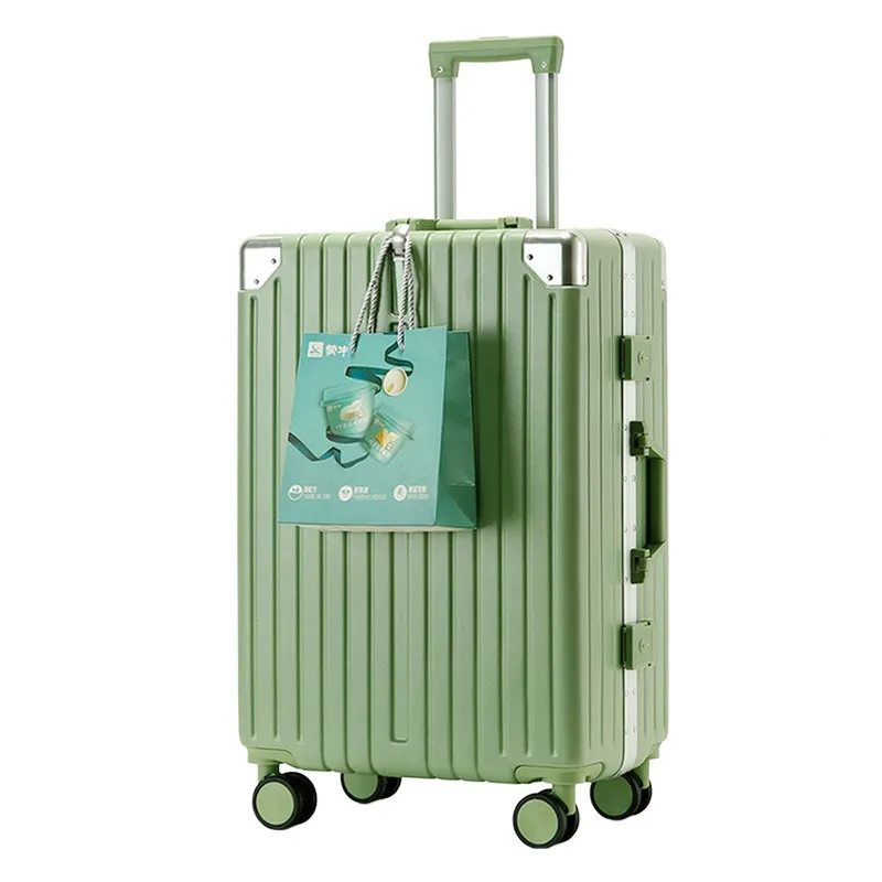 Multi-Functional New Luggage Aluminum Frame Password Suitcase Female 20-Inch Trolley Travel Leather Suitcase