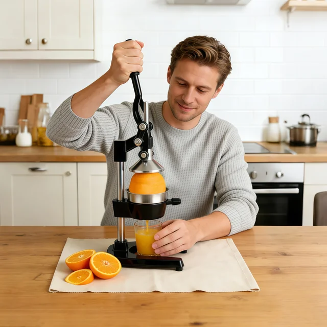 Presse-agrumes manuel en acier inoxydable, presse-citron et presse-orange robuste en fonte avec levier pour cuisine et bar 1