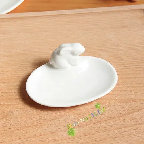 Zakka cooking tools Mini birdie rabbit deerlet dishes plates Animal pure white ceramic tray Home decoration tableware t49 1pcs