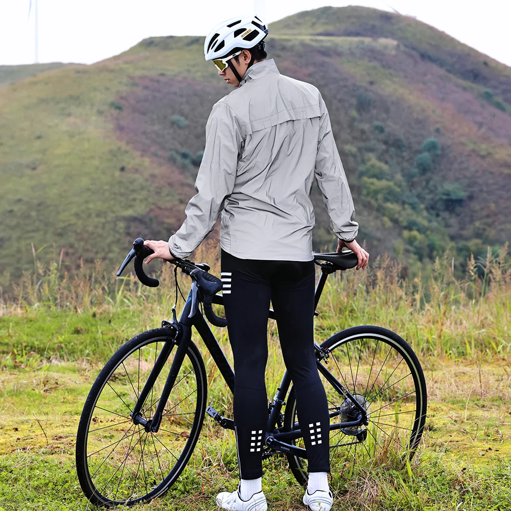 WOSAWE 남성용 야간 발광 봄버 재킷, MTB 사이클링 바람막이 여행 스포츠 코트, 반사 재킷