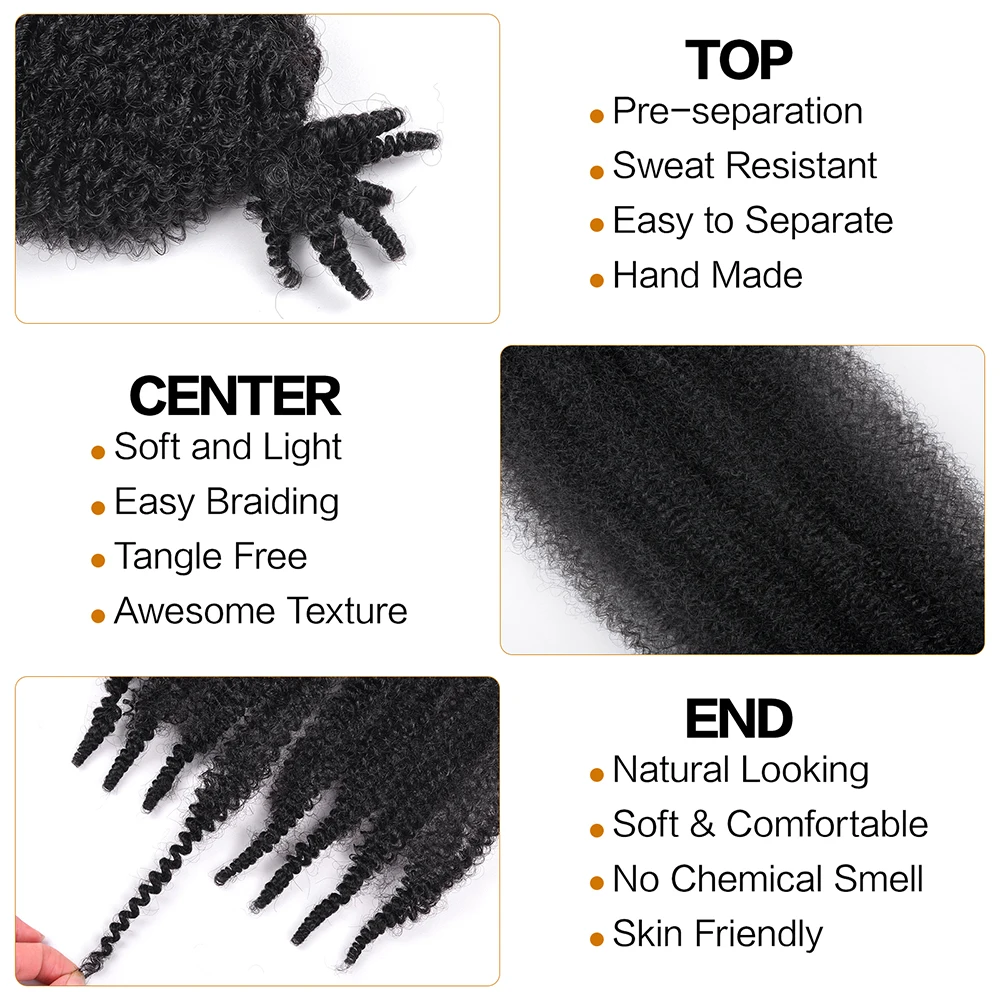 Pre Separated Springy Afro Twist Hair Ombre Blonde Brown 18 Inch Afro Kinky Marley Twist Braiding Hair Synthetic Crochet Hair 4