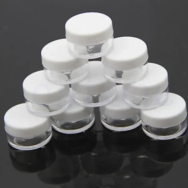 Transparent Sample Jars Pot Containers White Lids Cosmetic Makeup Cream Storage 50PCS