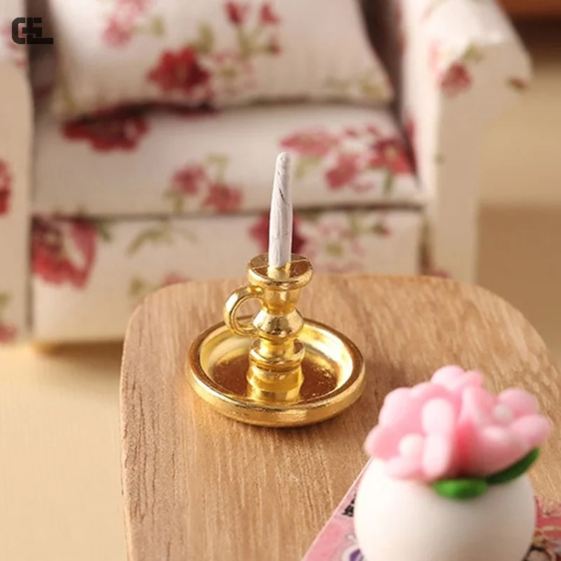 

1:12 Miniature Candle 1:12 Dollhouse Miniature Candle Holder Candlestick Candelabra Model Home Decor Toy Doll House Accessories