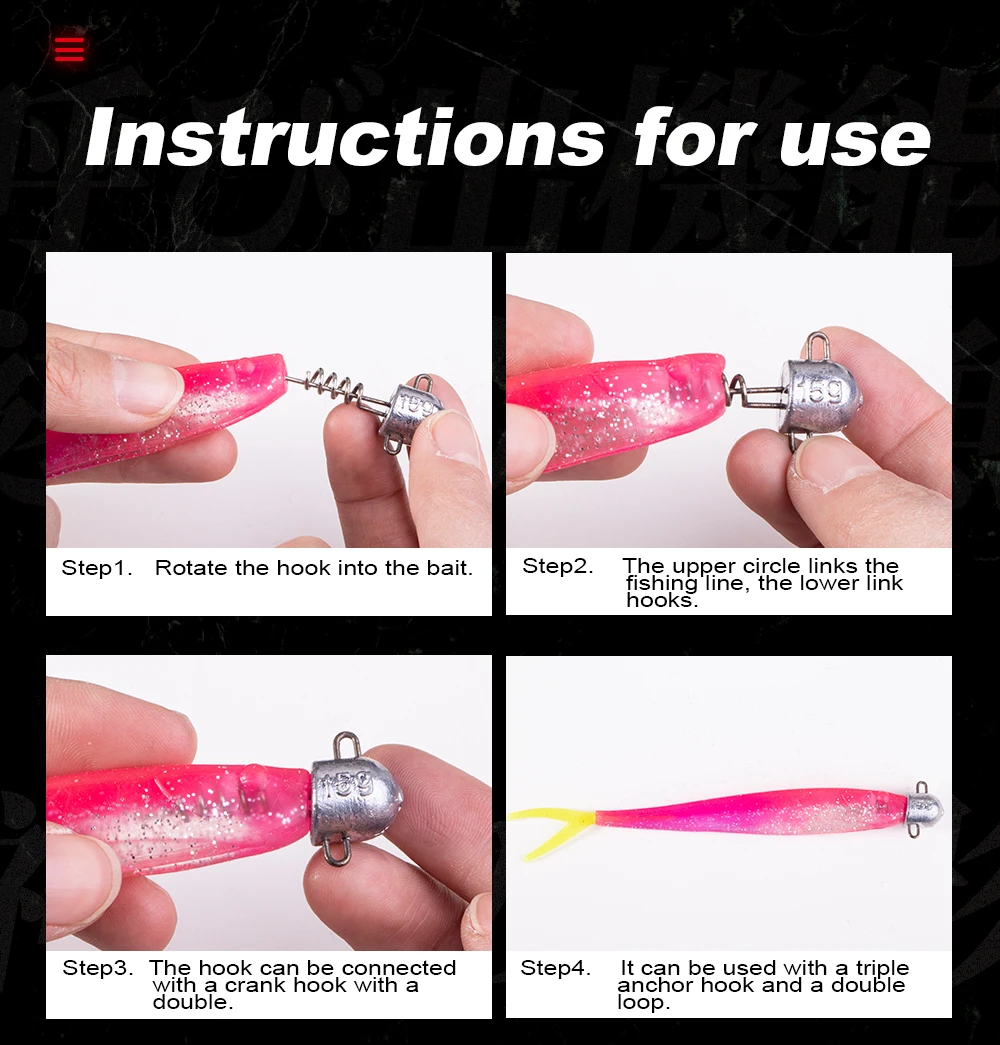Hunthouse Schraube Jig Kopf Angelhaken Metall Jigging 5g 10g 15g 20g Gewichte Für Weiche wurm locken Angelausrüstung Tackle LW306 – Detail 4