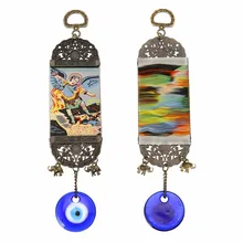 1 Pc Turkish Blue Evil Eye Amulet Hanger Holder Lucky Charms Blessing Protection Hanging Pendants for Home Garden Decor Gift