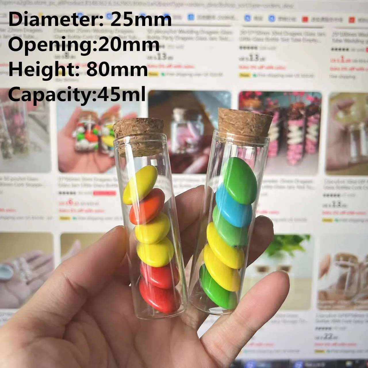 40/80 Pcs/lot Flat-bottomed Wedding Glass Bottle Glass Jars dragée Test Tube Empty Container DIY Crafts Marriage Bottle Gift 2