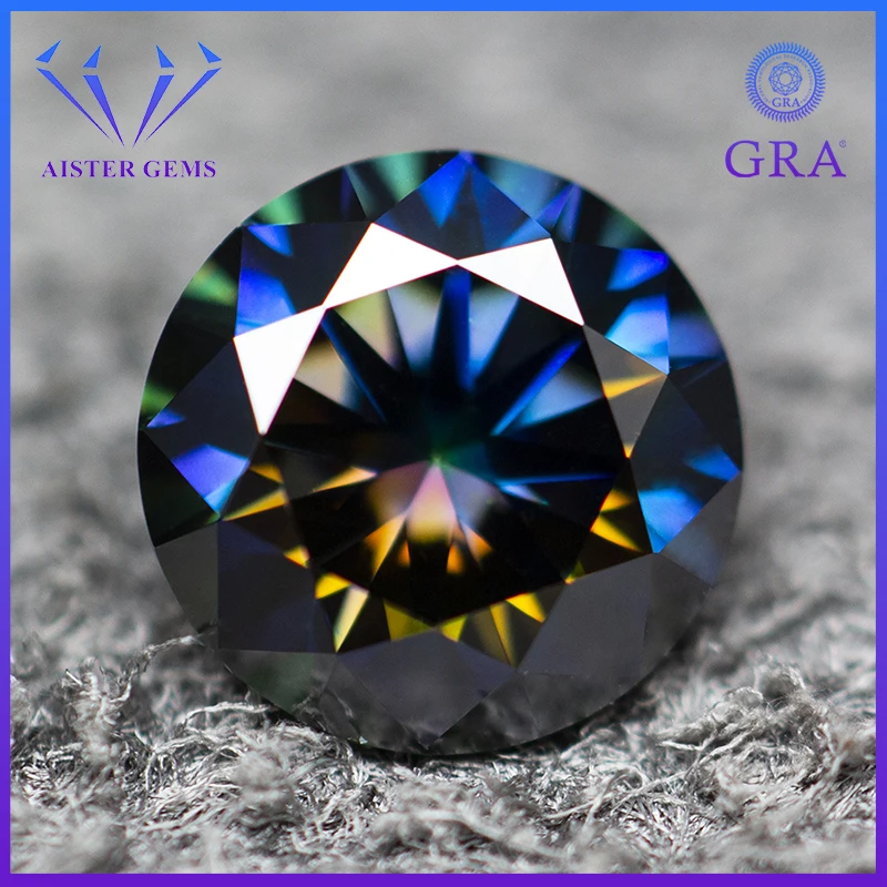 

Rainbow-purple Moissanite Loose Stone VVS1 Round Cut 0.5-5.0ct Moissaita Lab Diamonds Positive Pass Tester with GRA Report