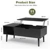 Wood Lift Top Coffee Table with Hidden Compartment and Large Storage Shelf, Lift Tabletop Dining Center Table 3