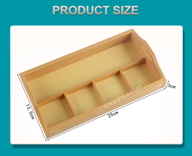 Amazing Child Montessori Attractive 3 Compartment Sorting Tray - SMALL tray  with one long section 7 1/8 x 2 and 3 smaller compartments 2 3/8 x 2