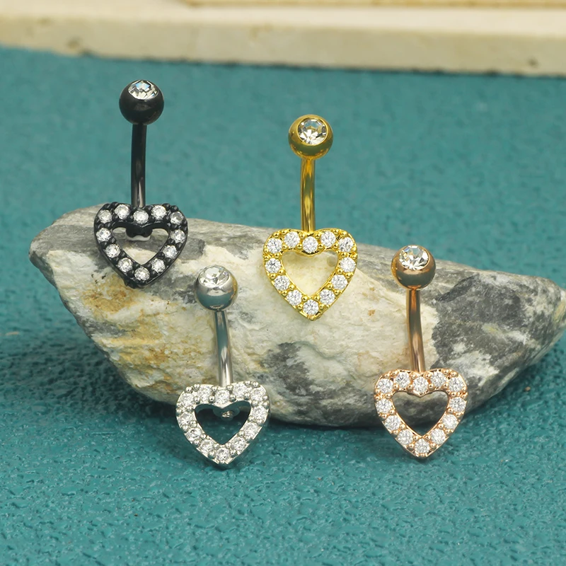 Cute Heart Belly Button Ring Navel Piercing Ring Bunny Belly Button Piercing Ring Rabbit Jewelry Kitty Cartoon Umbilical Pircing