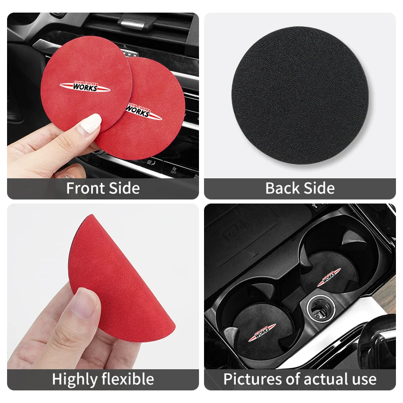 Car Coasters Water Cup Holder Pad Non-slip Cup Slot Mat Pad For MINI WORKS Cooper F55 F56 R60 R59 R58 R57 R56 R55 R53 R52 R50
