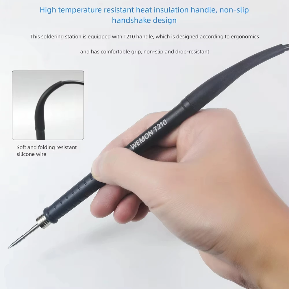 WEMON K21A T210 납땜 스테이션, T210-K 팁과 호환되는 빠른 가열, 정밀 전자 용접 리워크 스테이션