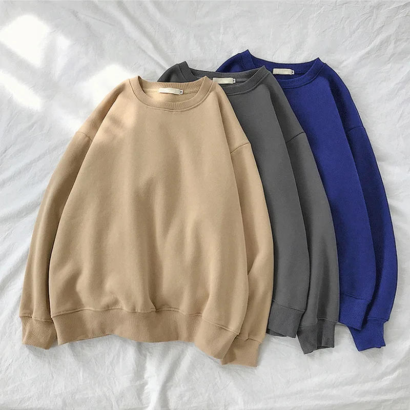 

Women Plush T-Shirt Winter Hoodie Sweatshirts Round Neck Long Sleeve Loose Top Korean Fashion Pullovers Thick Clothing