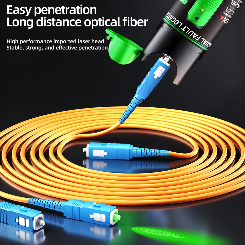 SAIVXIAN Rechargeable Red Light Pen Green Light Pen Fiber Optic Breakpoint Tester Fiber Optic Test Tool VFL15mw/30mw/50mw fiber optic tester