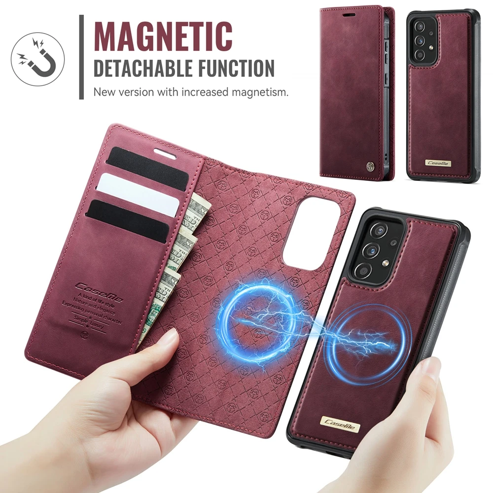 Magnetic Leather Wallet Phone Case with Protective Bumper