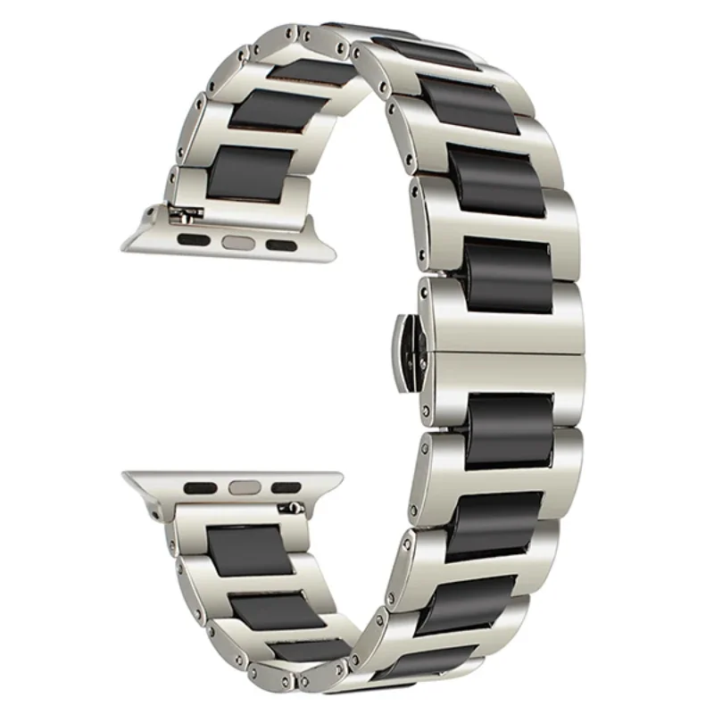 Ceramic+Metal Strap For Apple Watch Band Ultra 49mm 9 8 7 45mm 41mm Stainless Steel Bracelet iWatch 6 5 4 SE 44mm 40mm 42mm Belt