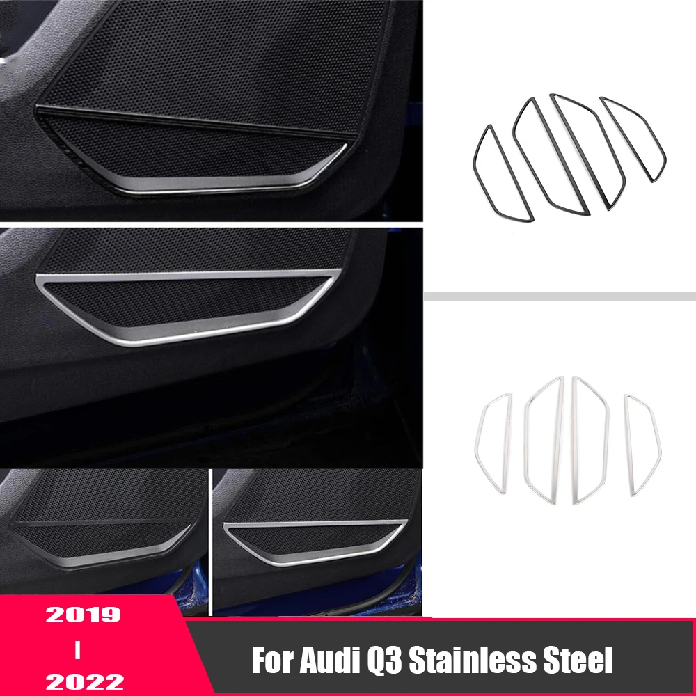 

For Audi Q3 2019-2022 Stainless Steel car Door Speaker Ring audio horn Decoration frame Cover Trim Car Styling Accessories