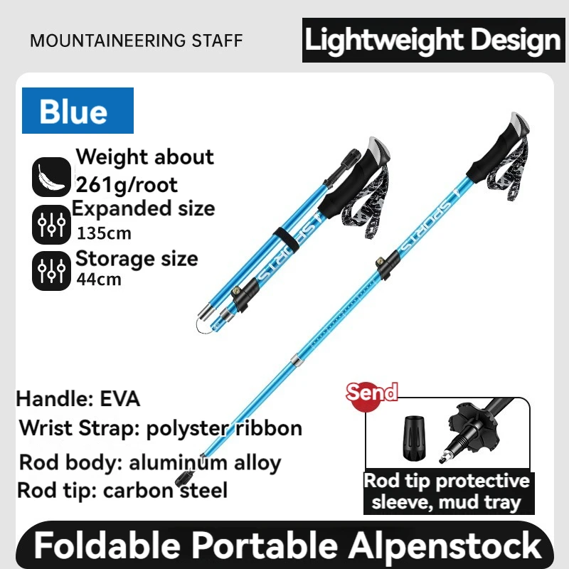 1PCS 4 Section Ultralight Hiking Sticks Foldable Hiking Poles Aluminum Hiking Poles Children Adult Retractable Cane Camping 6