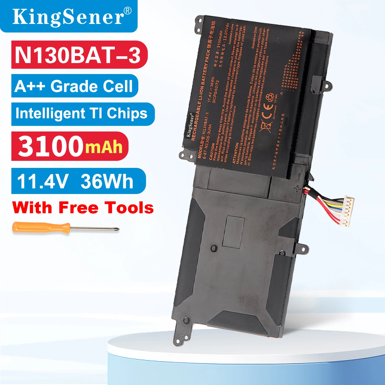 Batteria Sostitutiva N130BAT-3 Per CLEVO N130BU N131BU N130WU – 11.4V 32Wh 2790mAh, Li-ion, Garanzia 12 Mesi