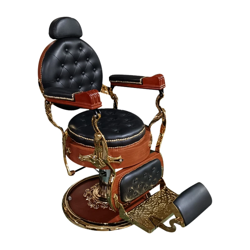 2024 New Arrival Very Beautiful Solid Wood Hand Black & Gold Shampoo Bowl Washing Salon Shampoo Chair 5