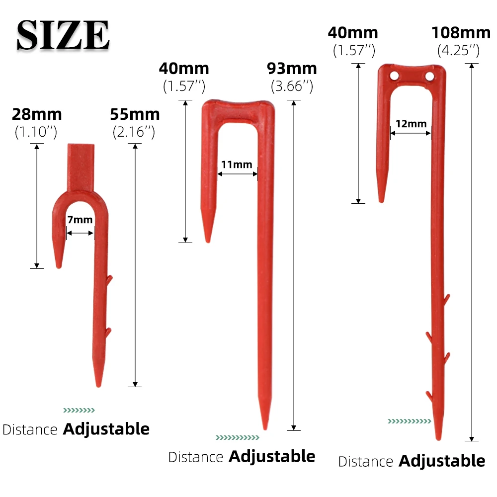 Fork 20-50PCS Strawberry Planting Dig 50mm 93mm 108mm Stolon Fixator Vine Pressing Device Watermelon Climbing Stem Clips plant clips plastic plant clips