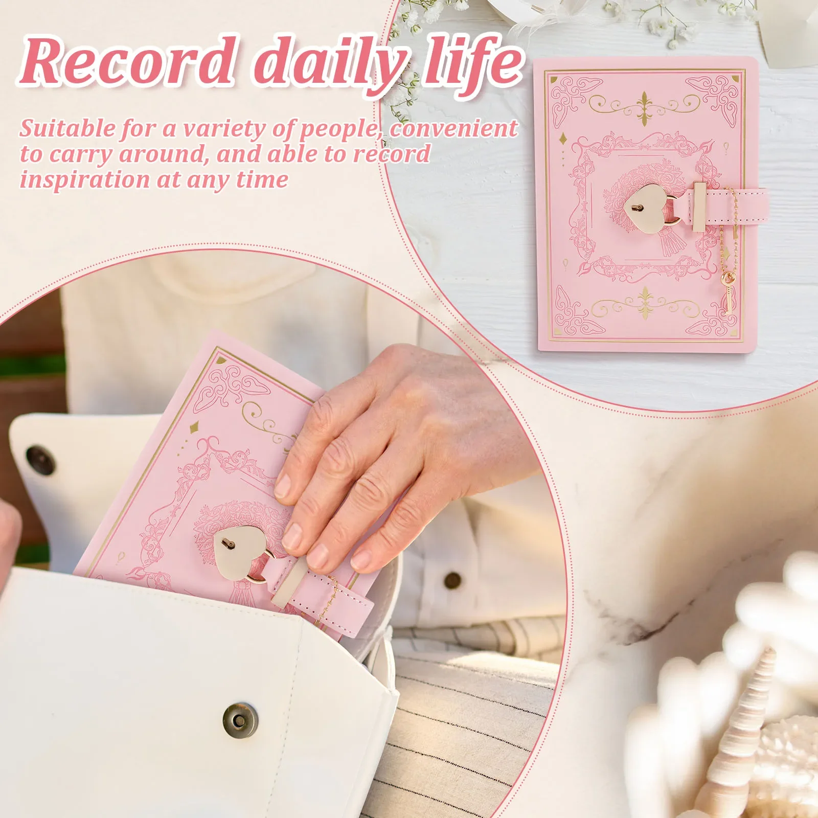 Lock Diary PU Leather Secret Journal With Lock And Key 288 Pages Refillable Notebook Secret Diary For Women Girls Personal