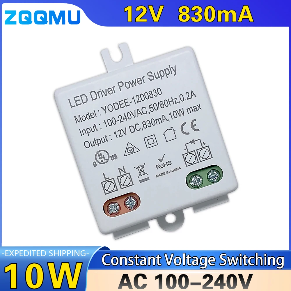 하이 퀄리티 조명 변압기 LED 전원 드라이버, 가정용 조명 전원 어댑터, DC 12V, 10W, 12V, 830mA, AC 100-240V