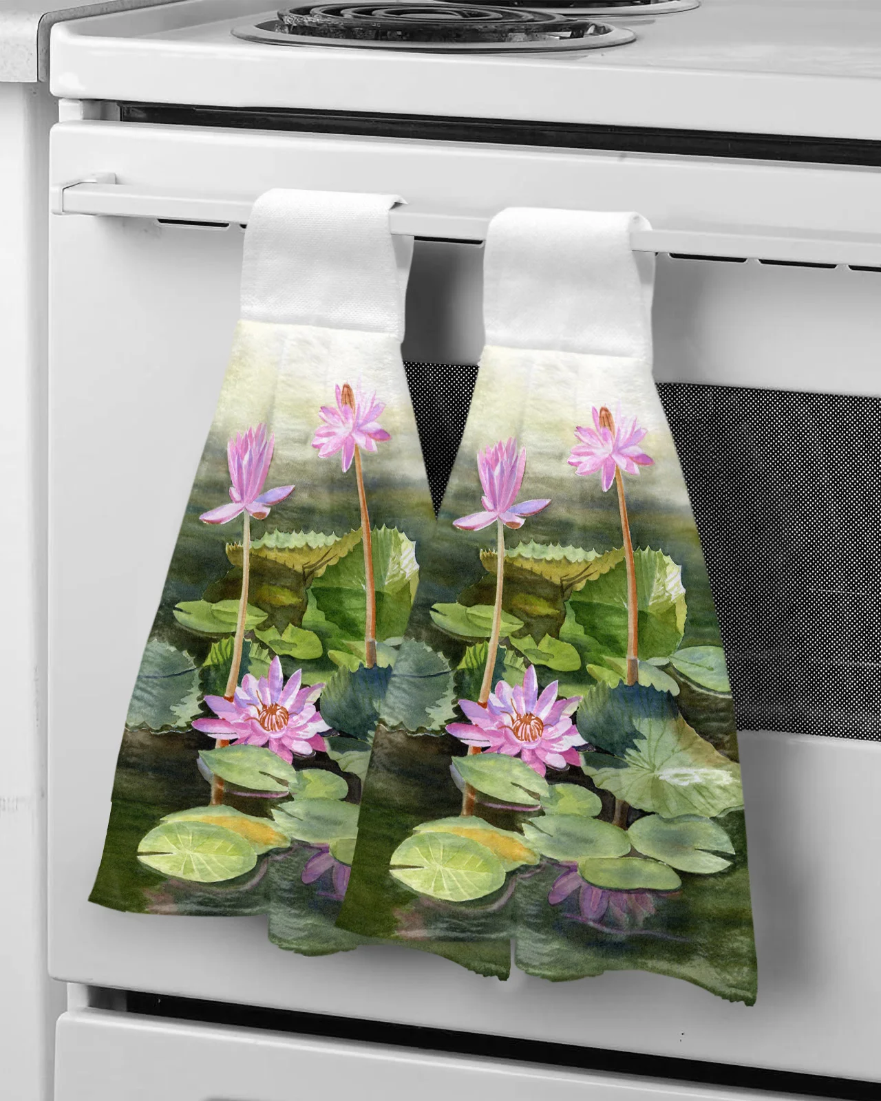 River Surface Plant Lotus Lotus Leaf Stamen Kitchen Towel Bathroom Absorbent Soft Children'S Hand Towel Table Cleaning Cloth