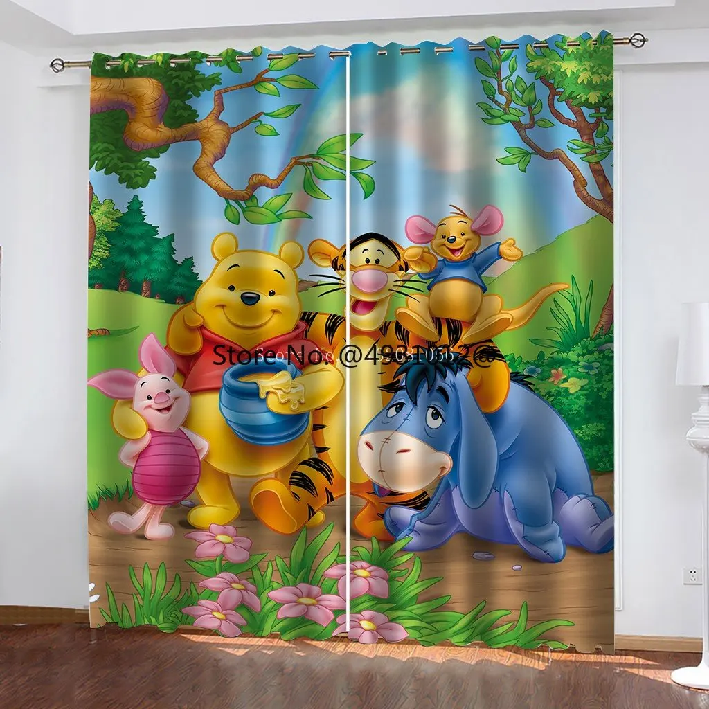 

2023 Disney Winnie Bear Eeyore Tigger Blackout Curtains Cartoon Window Drapes for Baby Kids Bedroom Shading Curtain Home Decor