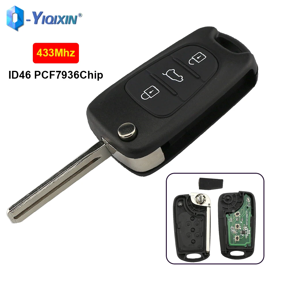 Odwracany zdalny kluczyk samochodowy 433Mhz do Kia Picanto Sportage Rio3 K5 K2 do Hyundai I20 I30 IX35 I35 Accent Solaris Elantra Picanto ID46