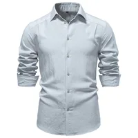 Chemise à manches longues pour homme, style Old Money, texture froissée, taille européenne, décontractée pour le travail, nouvelle arrivée printemps 1