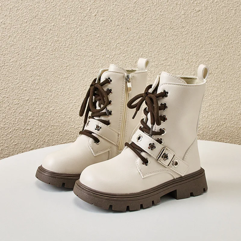 

Hip Hop Girls Boots 2024 New Spring Autumn Short Boots Childrens Calf boots Big Girls Short Boots Winter Fashion Leather Boots
