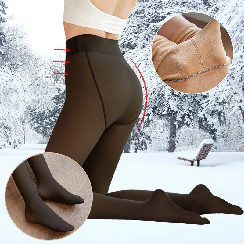 Dames Winter Thermische Sok Broek Polaire Hoge Taille Elastische Panty Huid Effect Fleece Lind Panty Warme Leggings _ - AliExpress Mobile