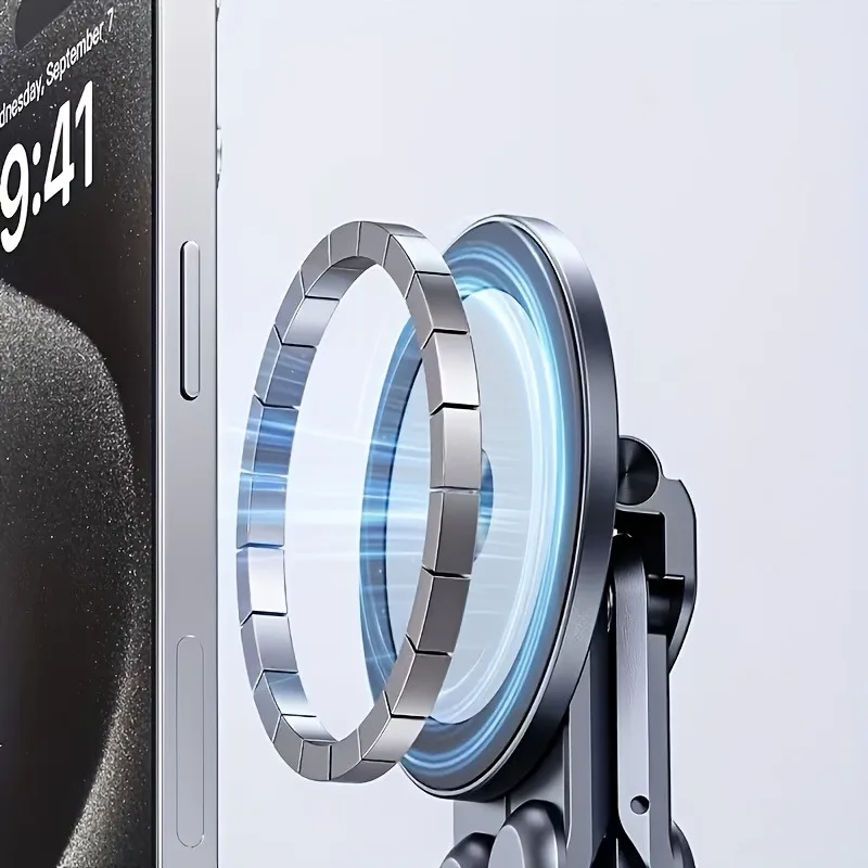 자석 베이스와 8단계 높이 조절 기능이 있는 알루미늄 합금 휴대폰 및 노트북 스탠드, 아이패드 및 휴대폰에 적합