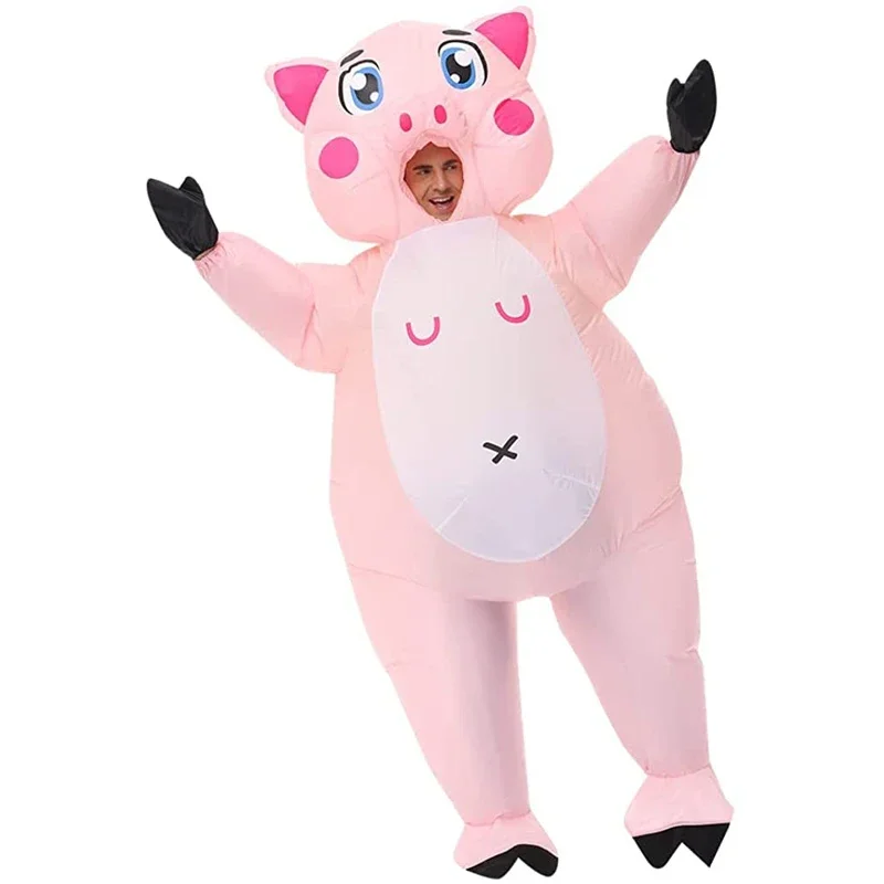 

New inflatable pink pig costume Christmas fancy dress masquerade Funny cosplay party clothes for adult